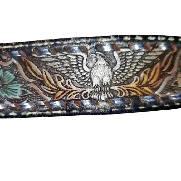 Vintage Personalized "Jim" Tooled Painted Leather Belt - Picture 5 of 7